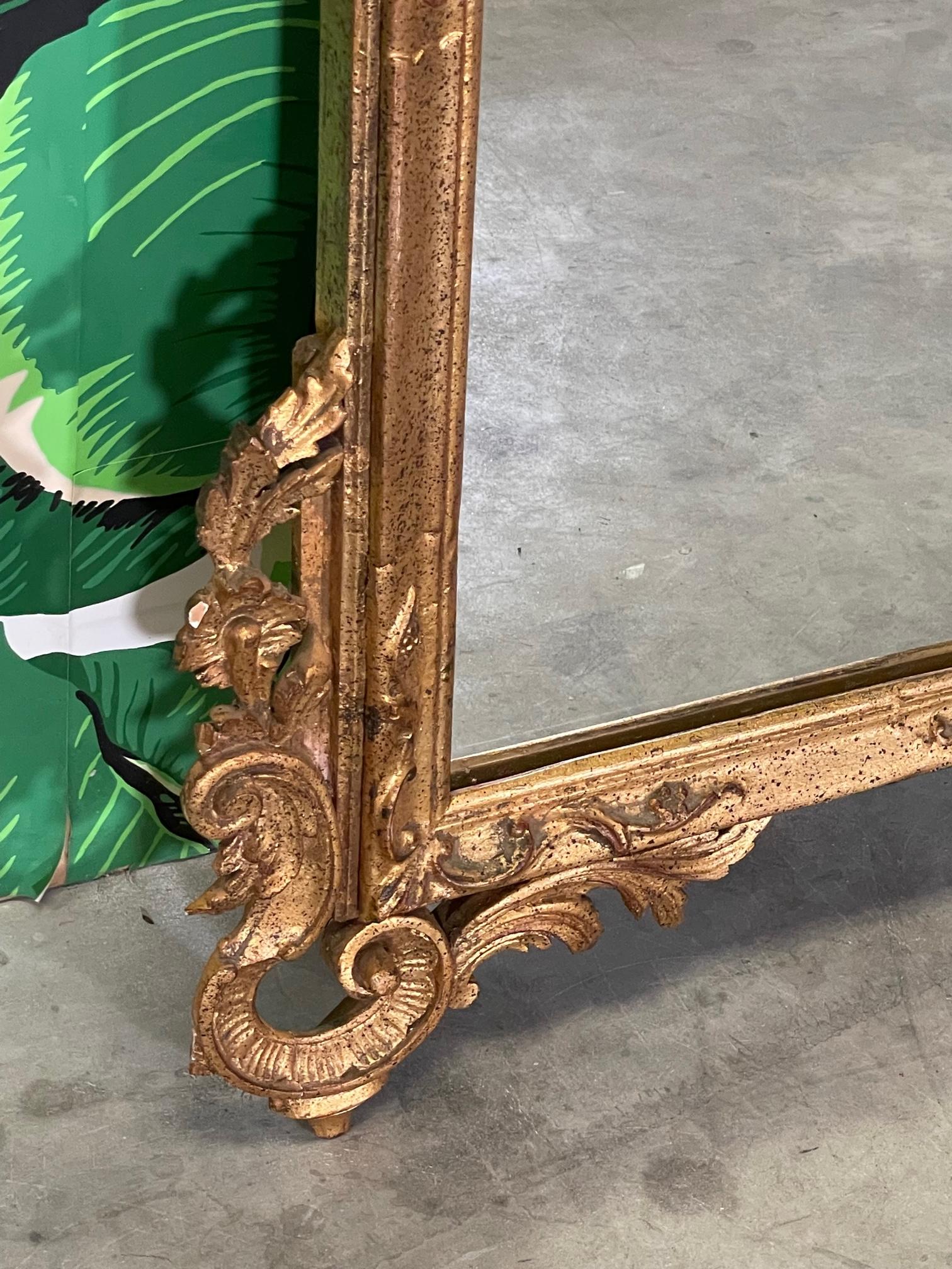 20th Century Italian Rococo Giltwood Hand Carved Wall Mirror For Sale
