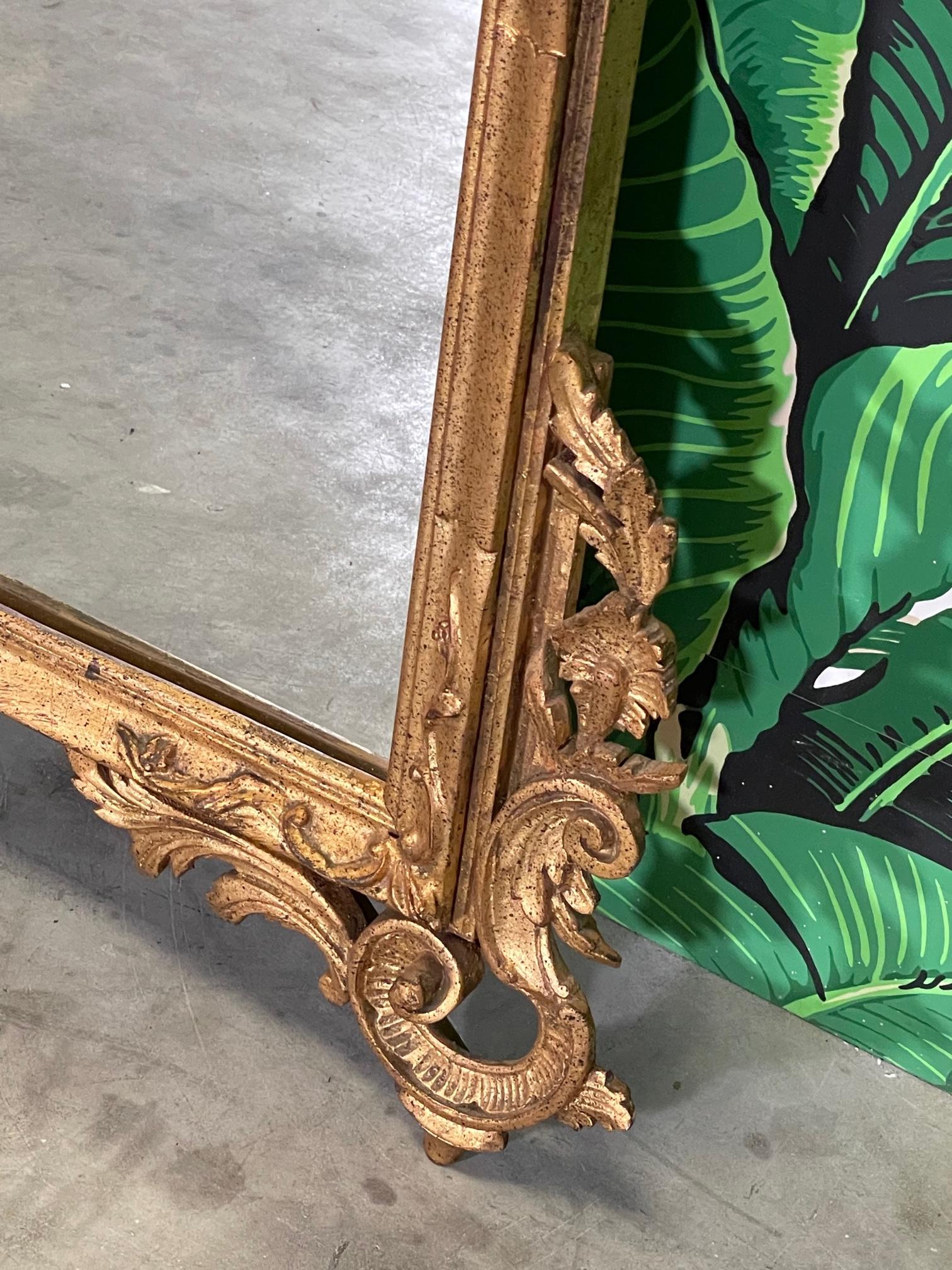 Italian Rococo Giltwood Hand Carved Wall Mirror For Sale 2