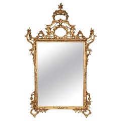 Vintage Italian Rococo Giltwood Hand Carved Wall Mirror