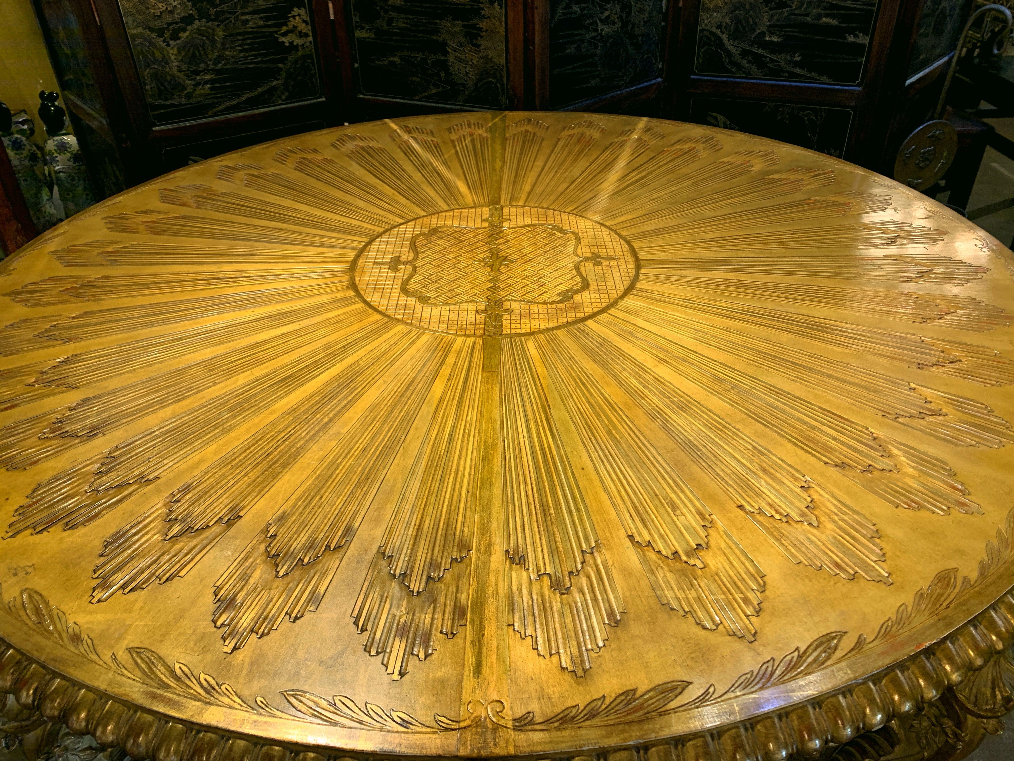 Italian Rococo Giltwood Round Center Table, Late 18th Century, Naples, Italy 1