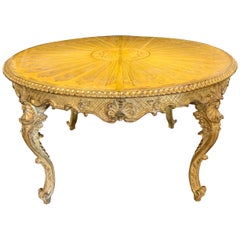 Italian Rococo Giltwood Round Center Table, Late 18th Century, Naples, Italy