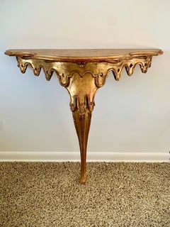 Italian Rococo Giltwood Wall Mounted Console Table
