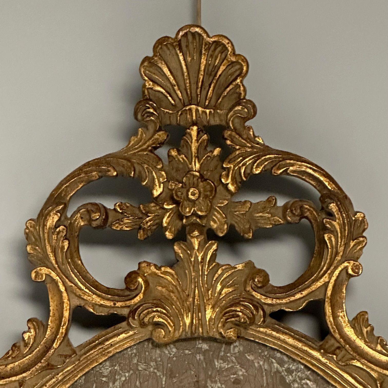 Italian Rococo Giltwood Wall or Console Mirror, Distressed For Sale 1
