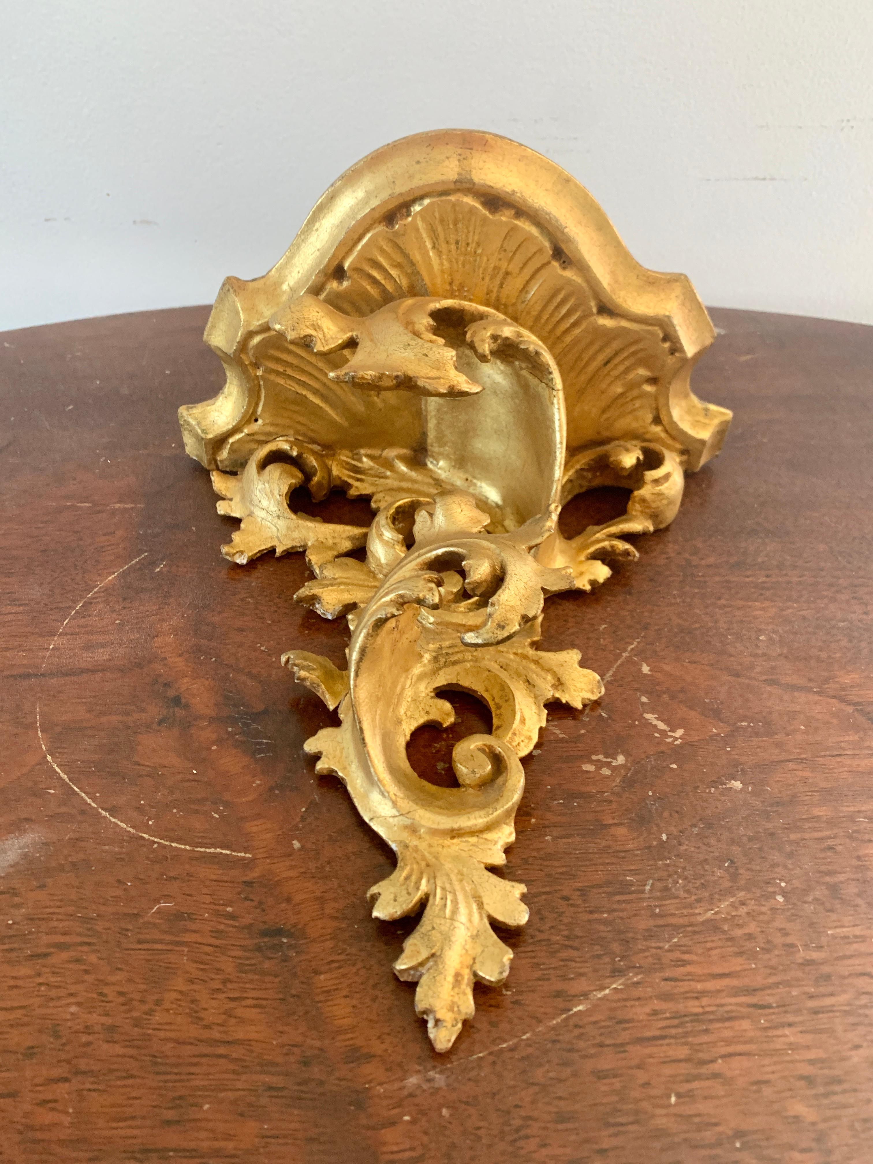 Italian Rococo Giltwood Wall Sconce Shelves, Pair 2