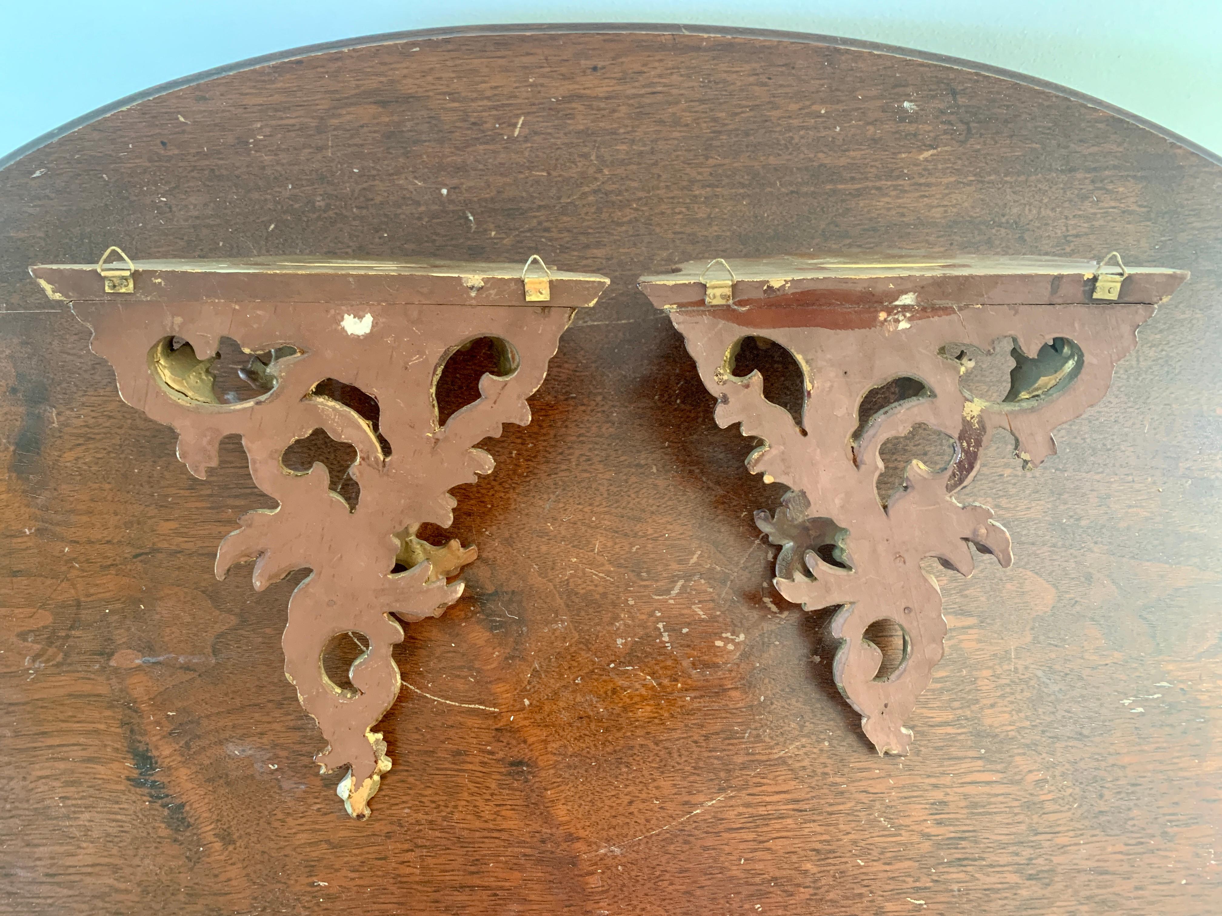 Italian Rococo Giltwood Wall Sconce Shelves, Pair 4