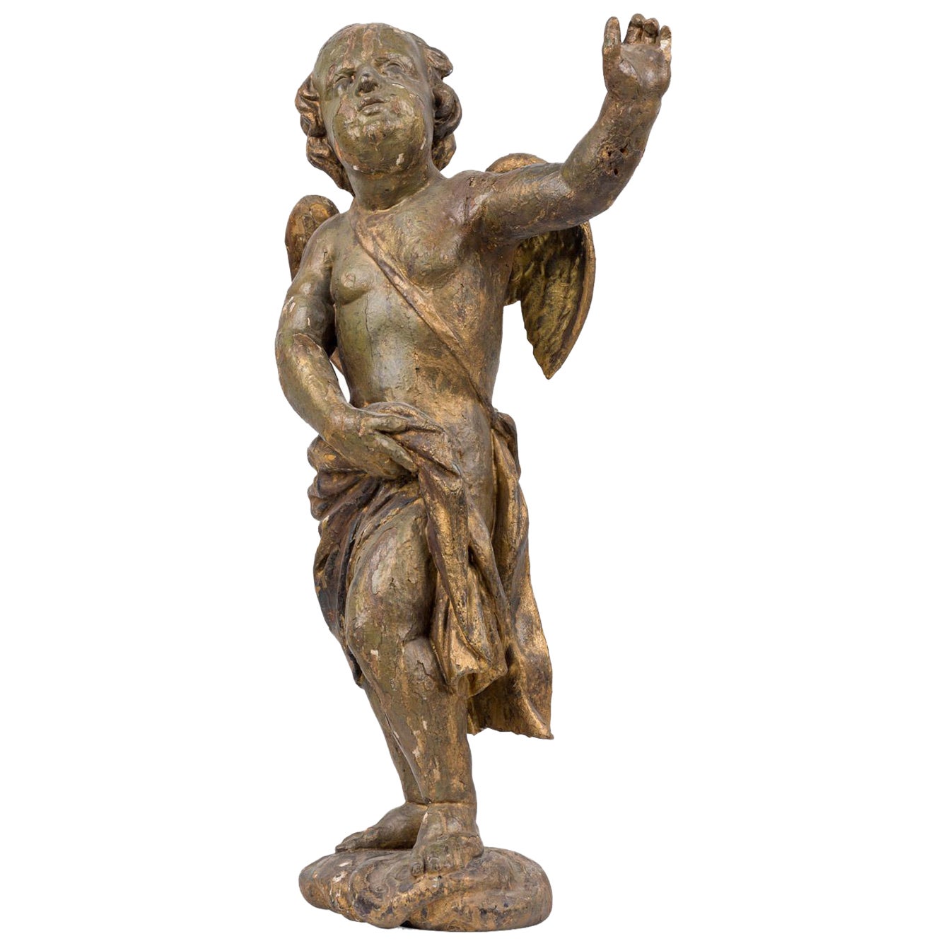 Italian Rococo Gold Painted Cupid For Sale