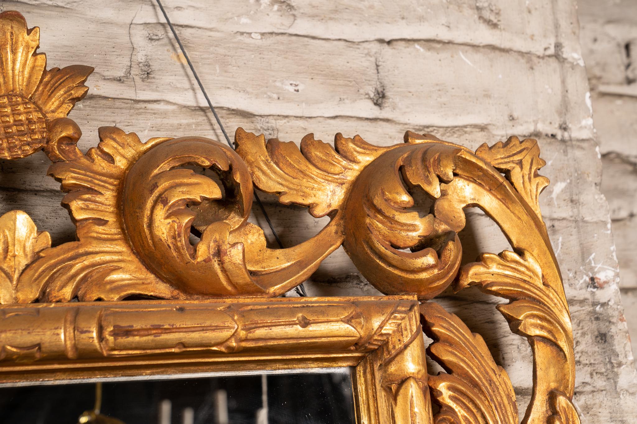 Italian Rococo Heavily Carved Gold Leaf Mirror, 20th Century, Pair Available For Sale 3