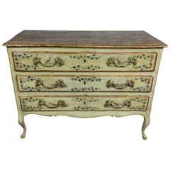 Commode rococo italienne peinte à la Lacca Povera