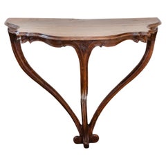 Italian Rococo Late 18th Century Walnut Console Table with Authentic Patina