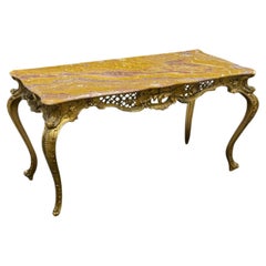 Italian Rococo Louis XV Style Giltwood and Onyx Coffee Table