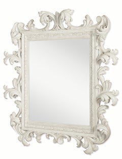 Italian Rococo Mirror - French Painted Blanc