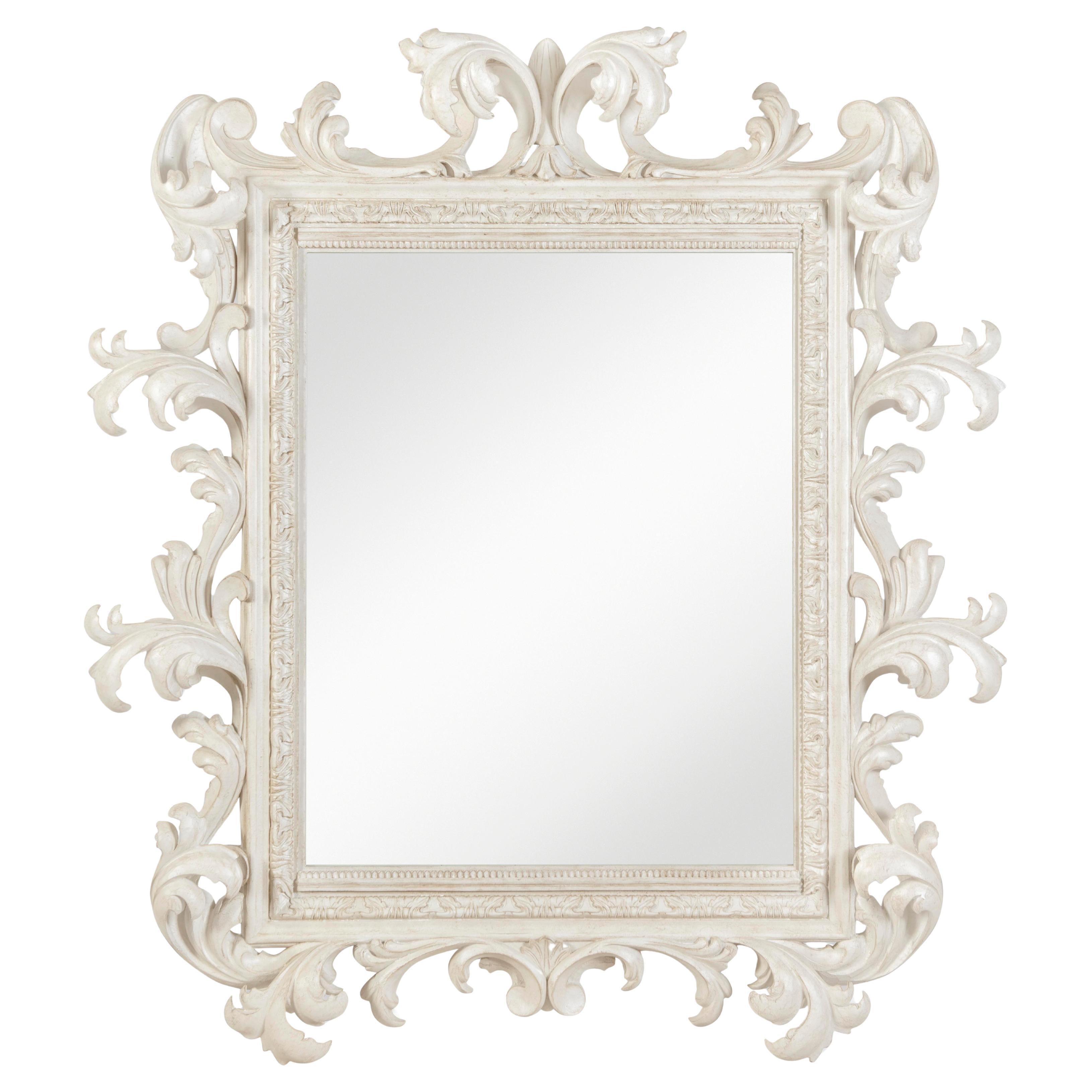 Italian Rococo Mirror - French Painted Blanc