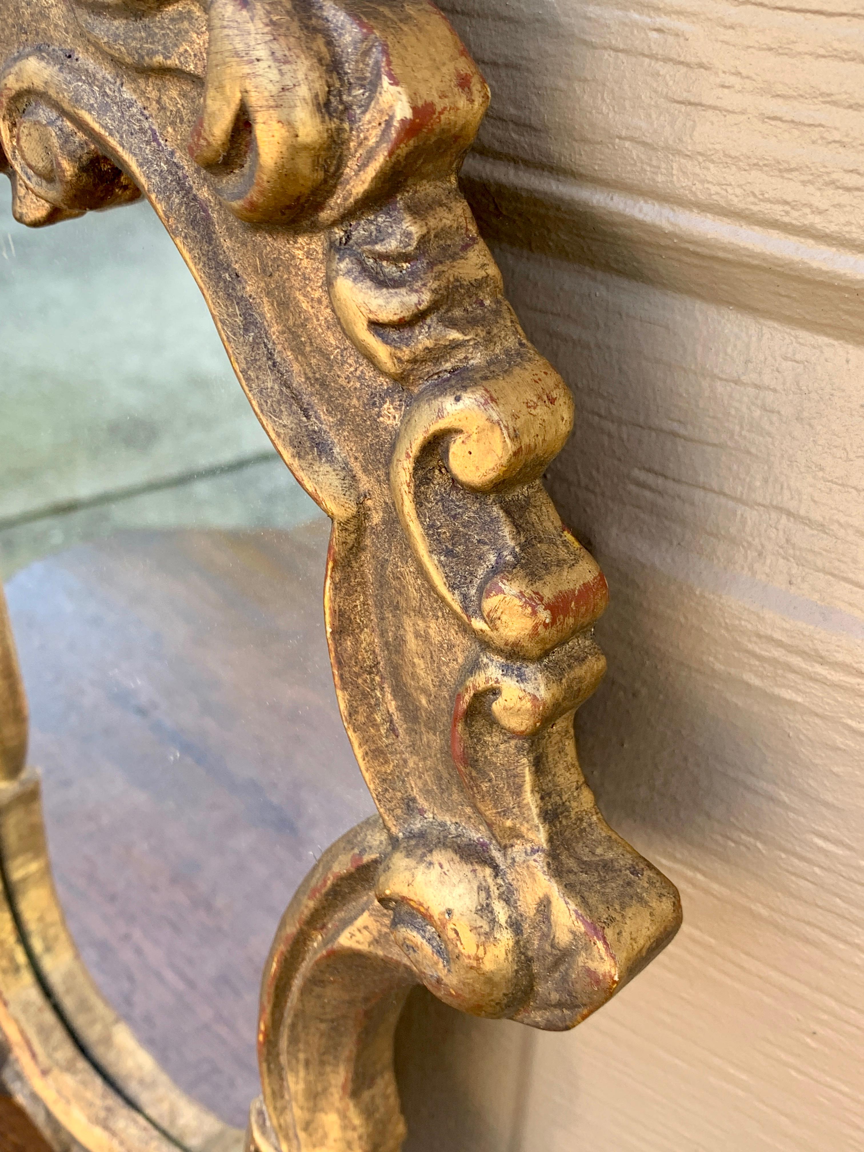 XX secolo Specchio da parete italiano rococò neoclassico barocco in legno dorato in vendita