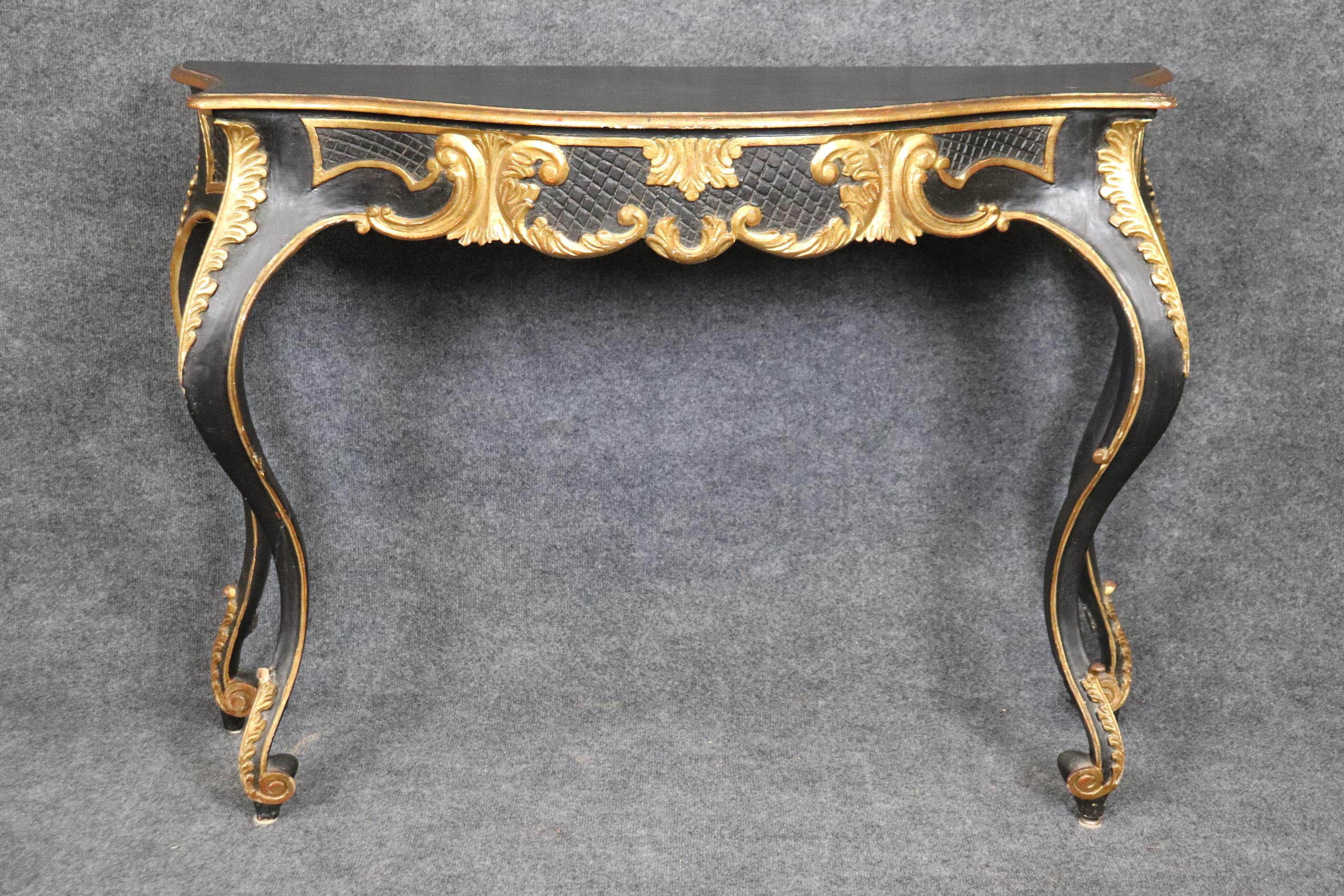 Mid-20th Century Italian Rococo Paint Decorated and parcel Gilt Console Tables Circa 1950 For Sale