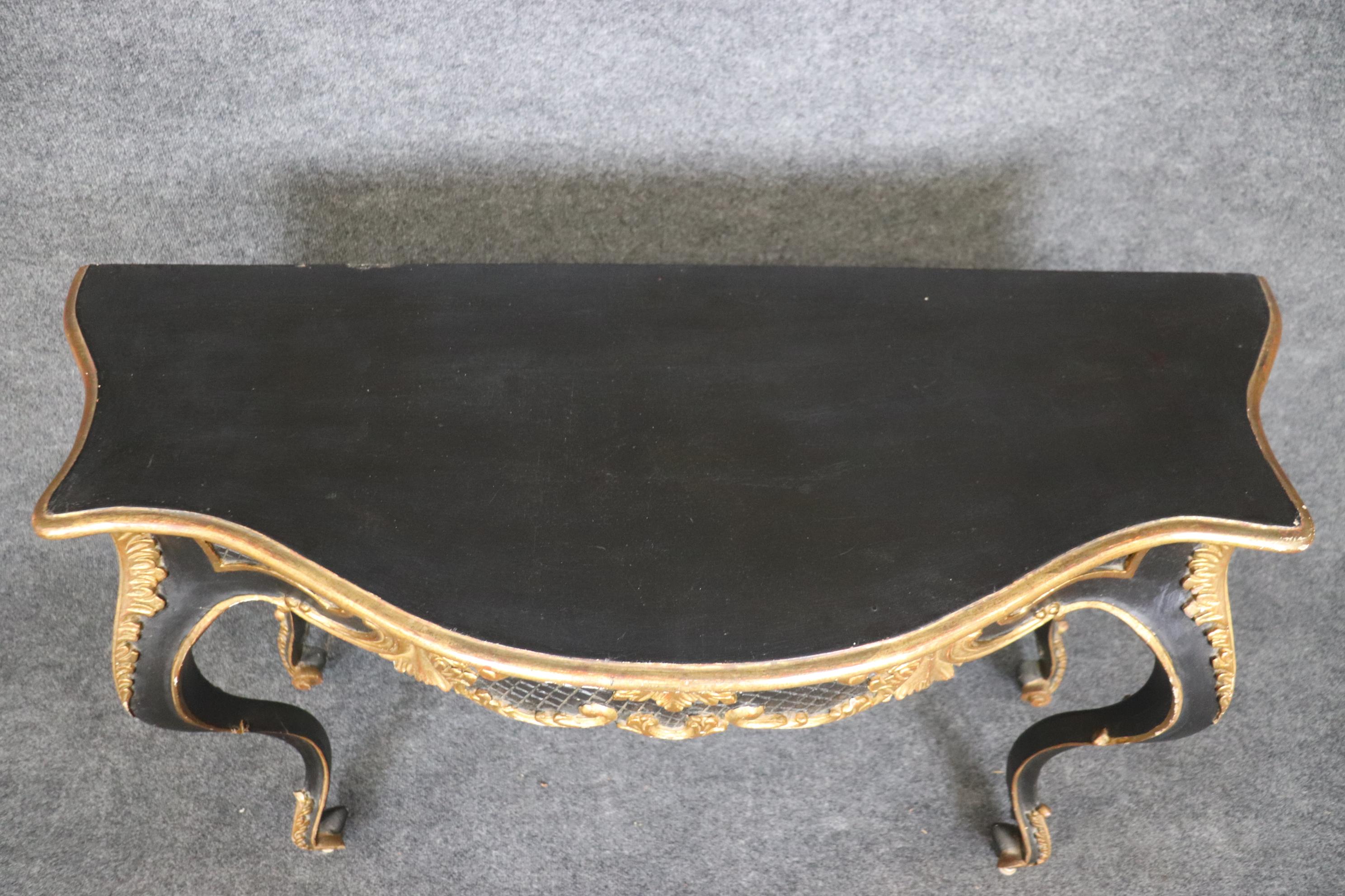 Italian Rococo Paint Decorated and parcel Gilt Console Tables Circa 1950 For Sale 1