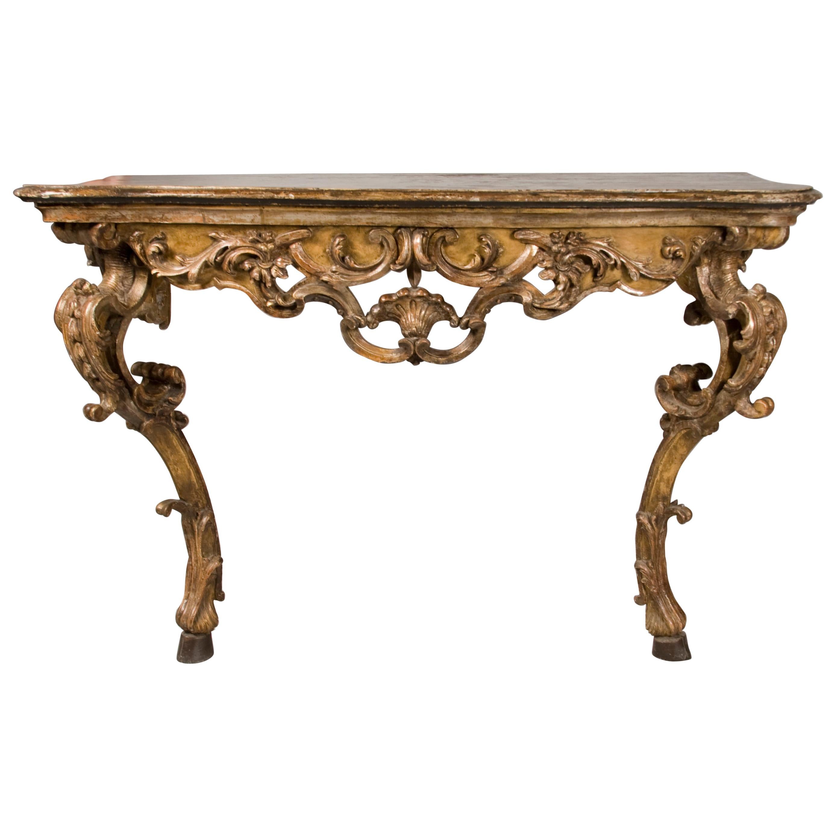 Italian Rococo Painted and Gilded Console For Sale
