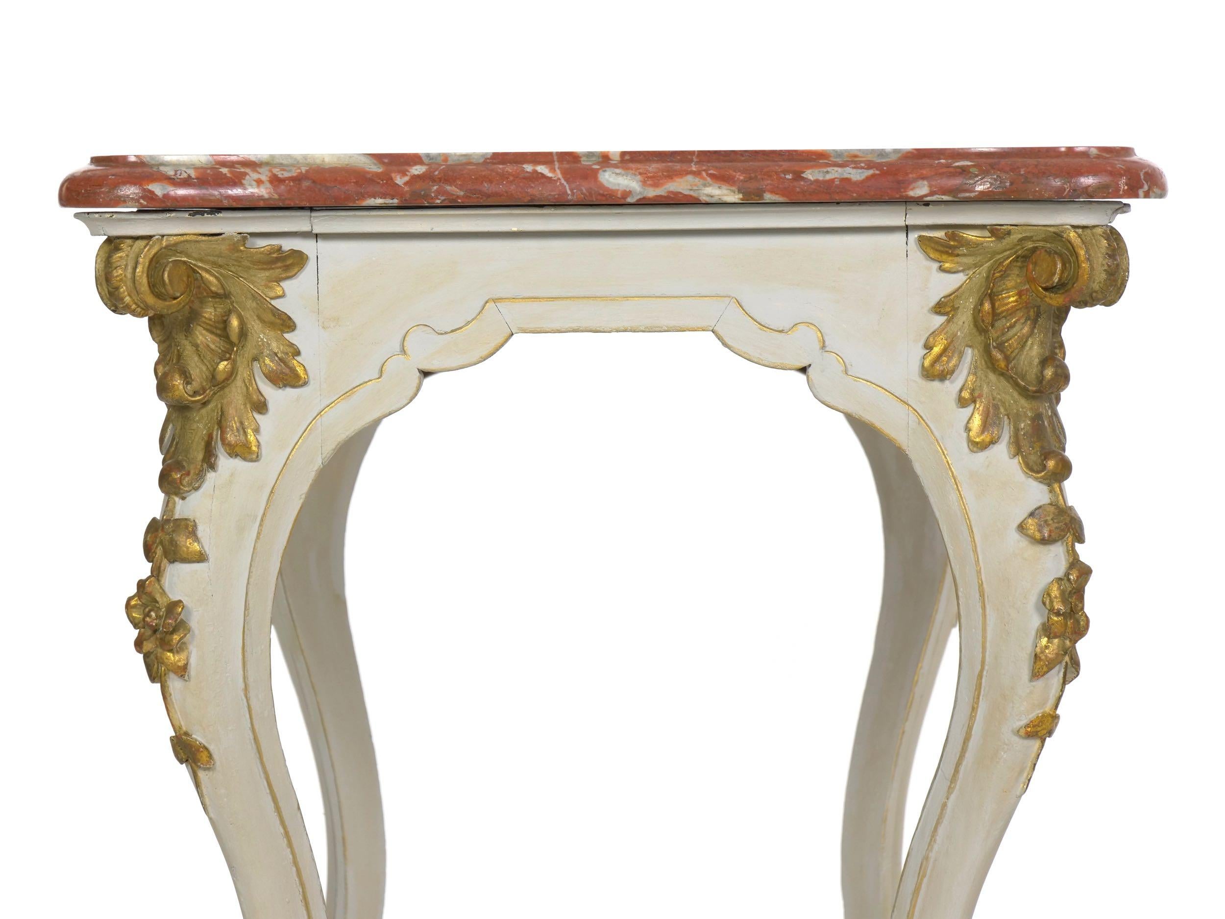 Italian Rococo Painted Antique Accent Console Table in Venetian Taste 14