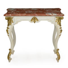 Italian Rococo Painted Antique Accent Console Table in Venetian Taste