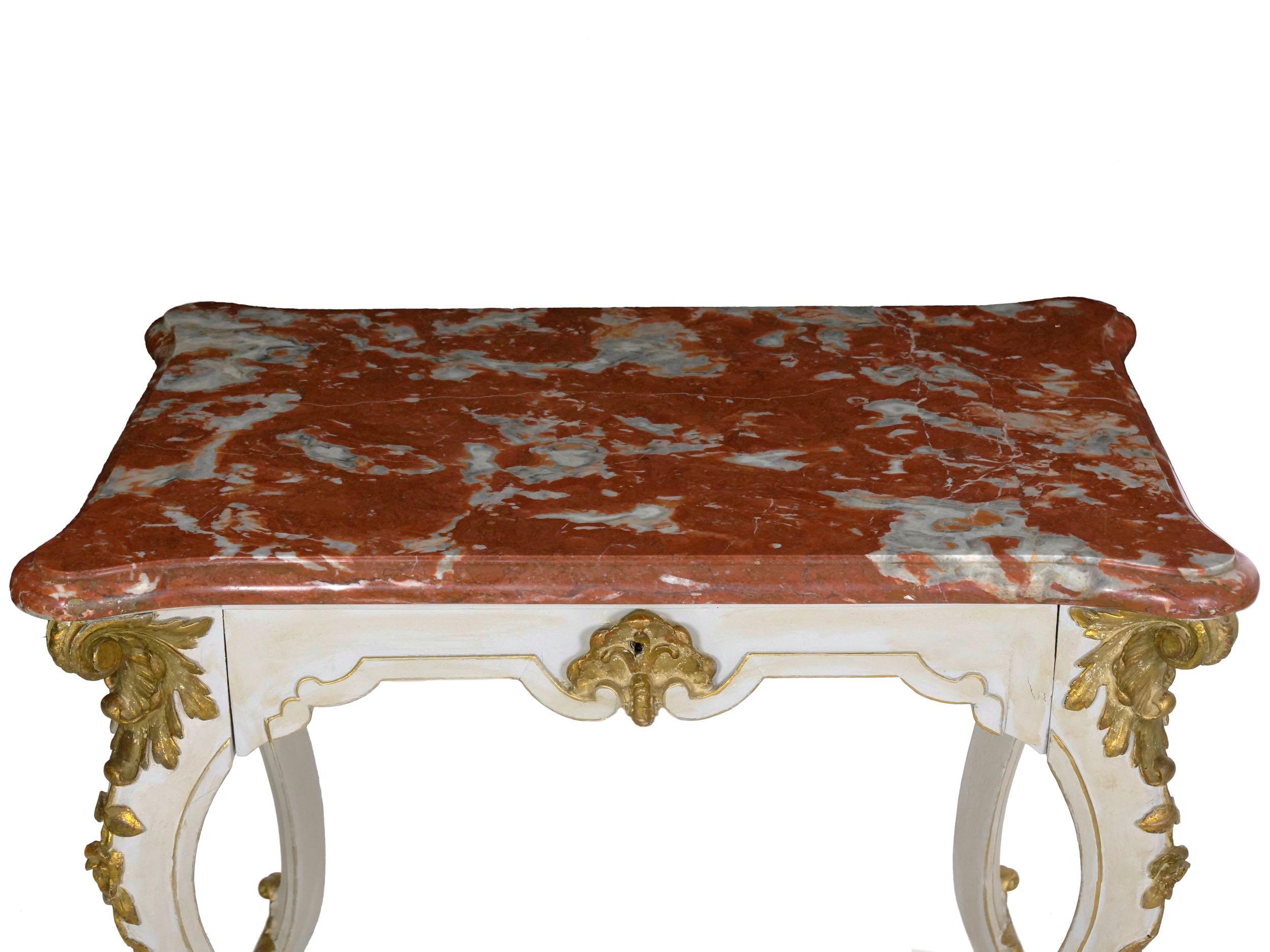 Italian Rococo Painted Antique Accent Console Table in Venetian Taste 1