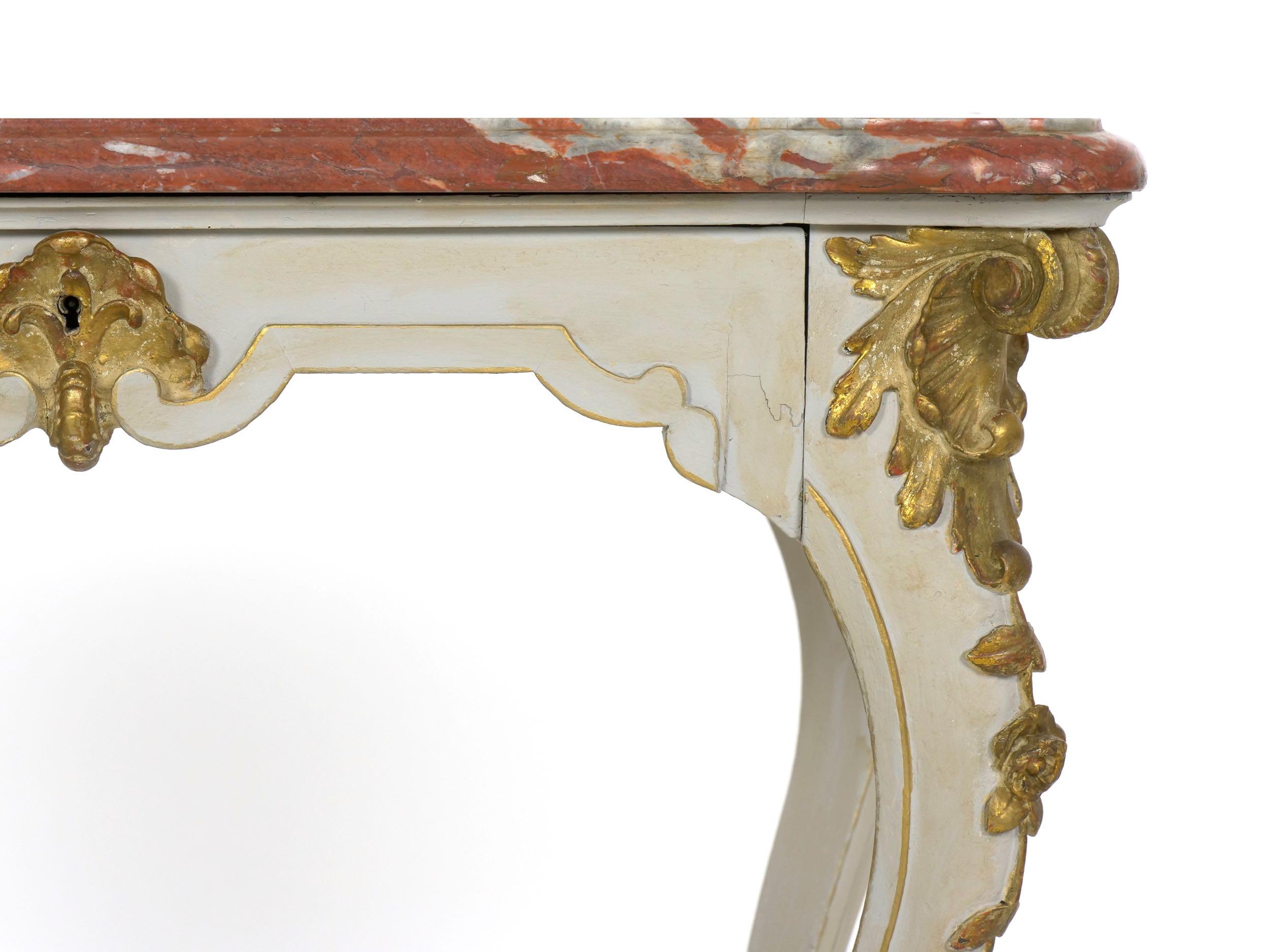Italian Rococo Painted Antique Accent Console Table in Venetian Taste 3