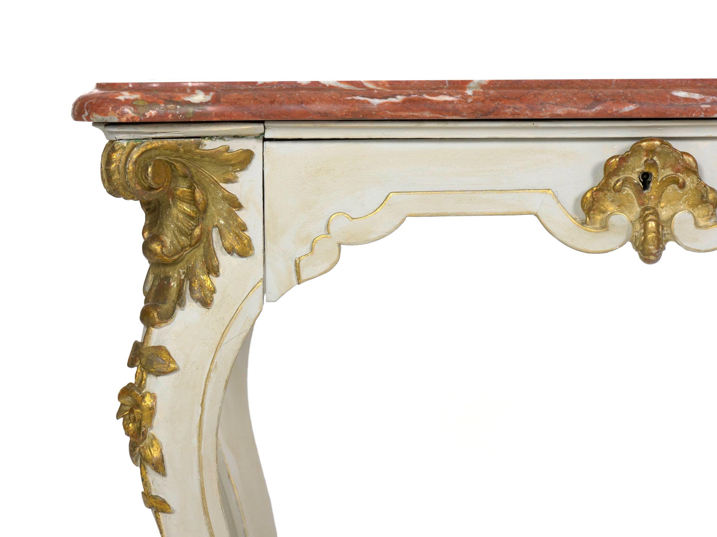 Italian Rococo Painted Antique Accent Console Table in Venetian Taste 4