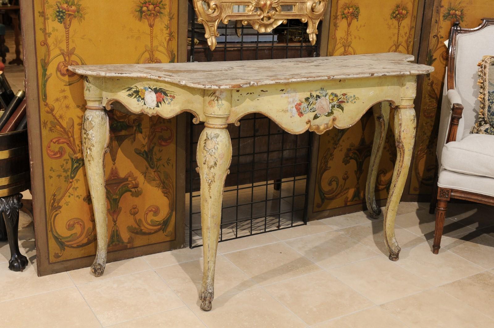 Italian Rococo Painted Console, Mid-18th Century In Good Condition In Atlanta, GA