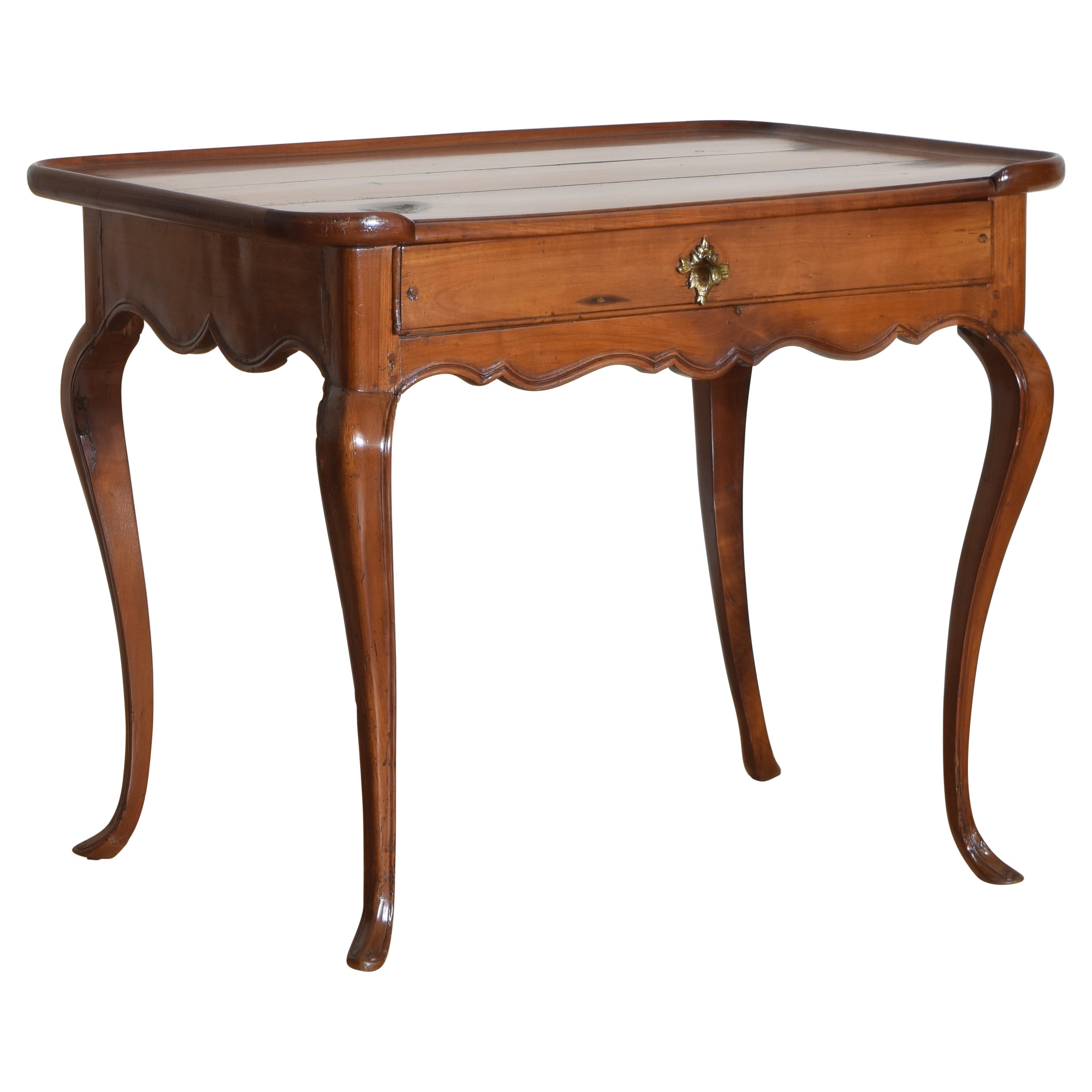 Italian Rococo Period Light Walnut 1-Drawer Table, Mid 18th Century