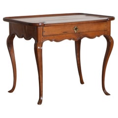 Italian Rococo Period Light Walnut 1-Drawer Table, Mid 18th Century