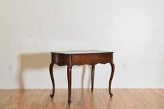 Italian Rococo Period Shaped & Carved Walnut 1-Drawer Table, Mid 18th Century