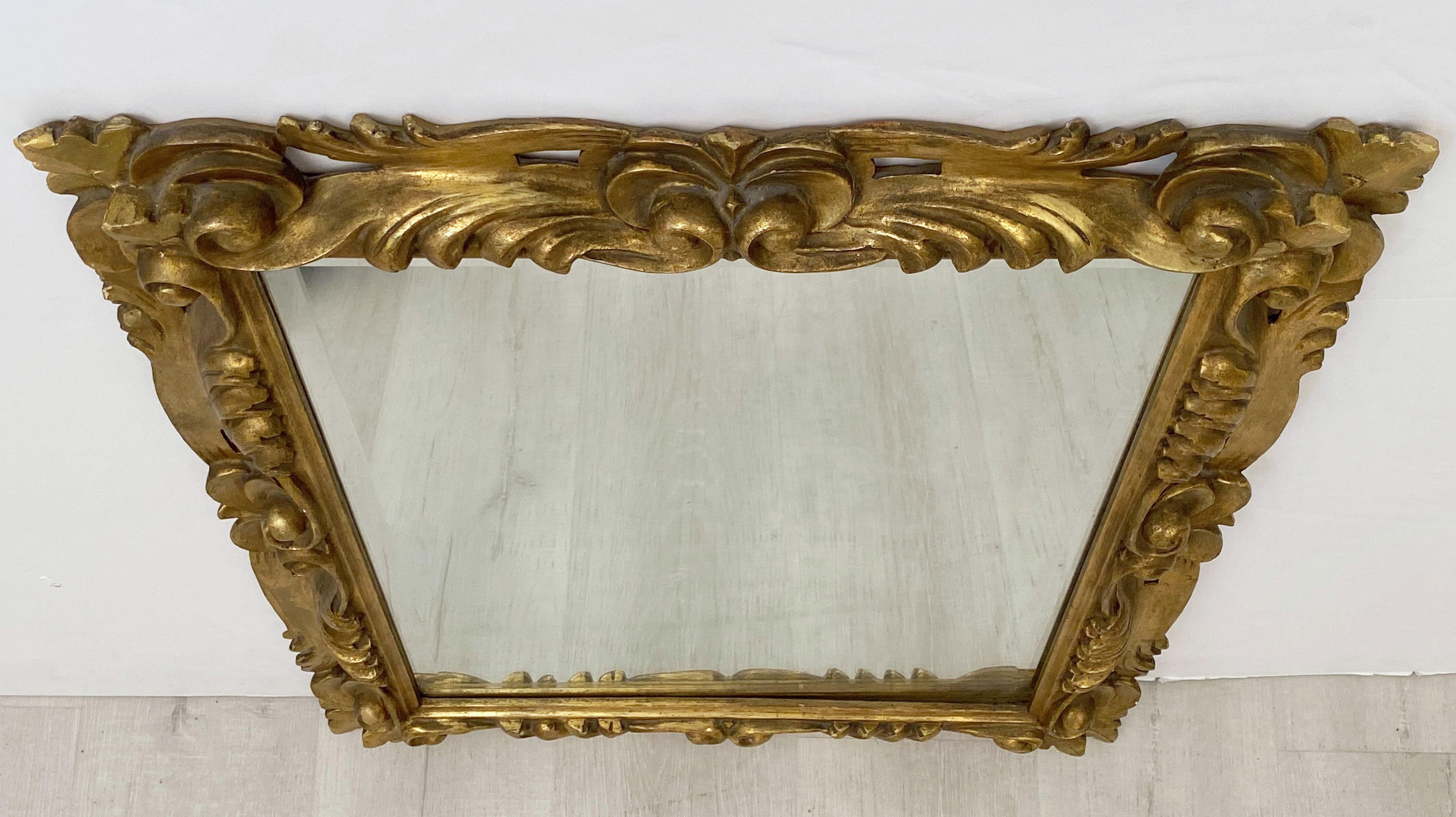 20th Century Italian Rococo Rectangular Beveled Mirror with Carved Gilt Frame (H 29 x W 23) For Sale