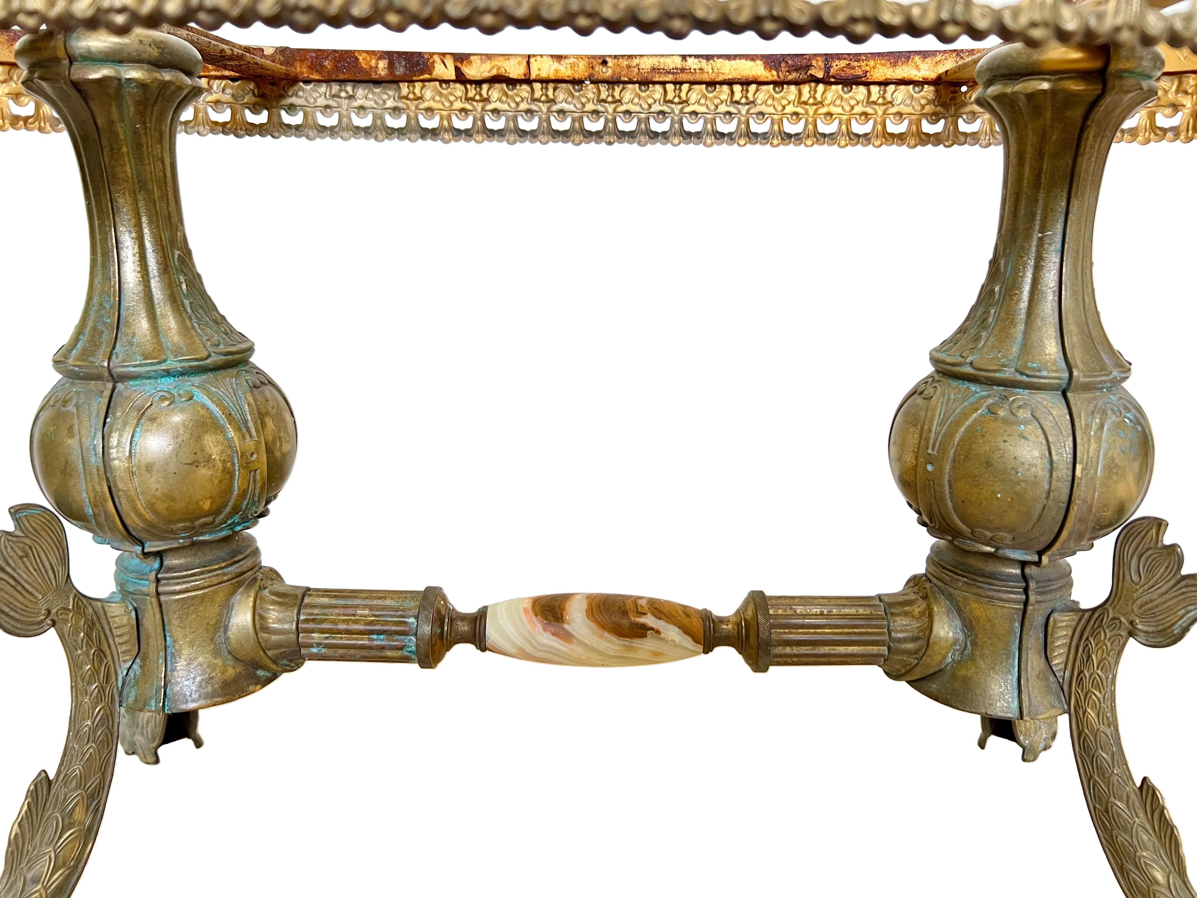 Italian Rococo Revival Brass Table Base With Tray Top, 1940s For Sale 5