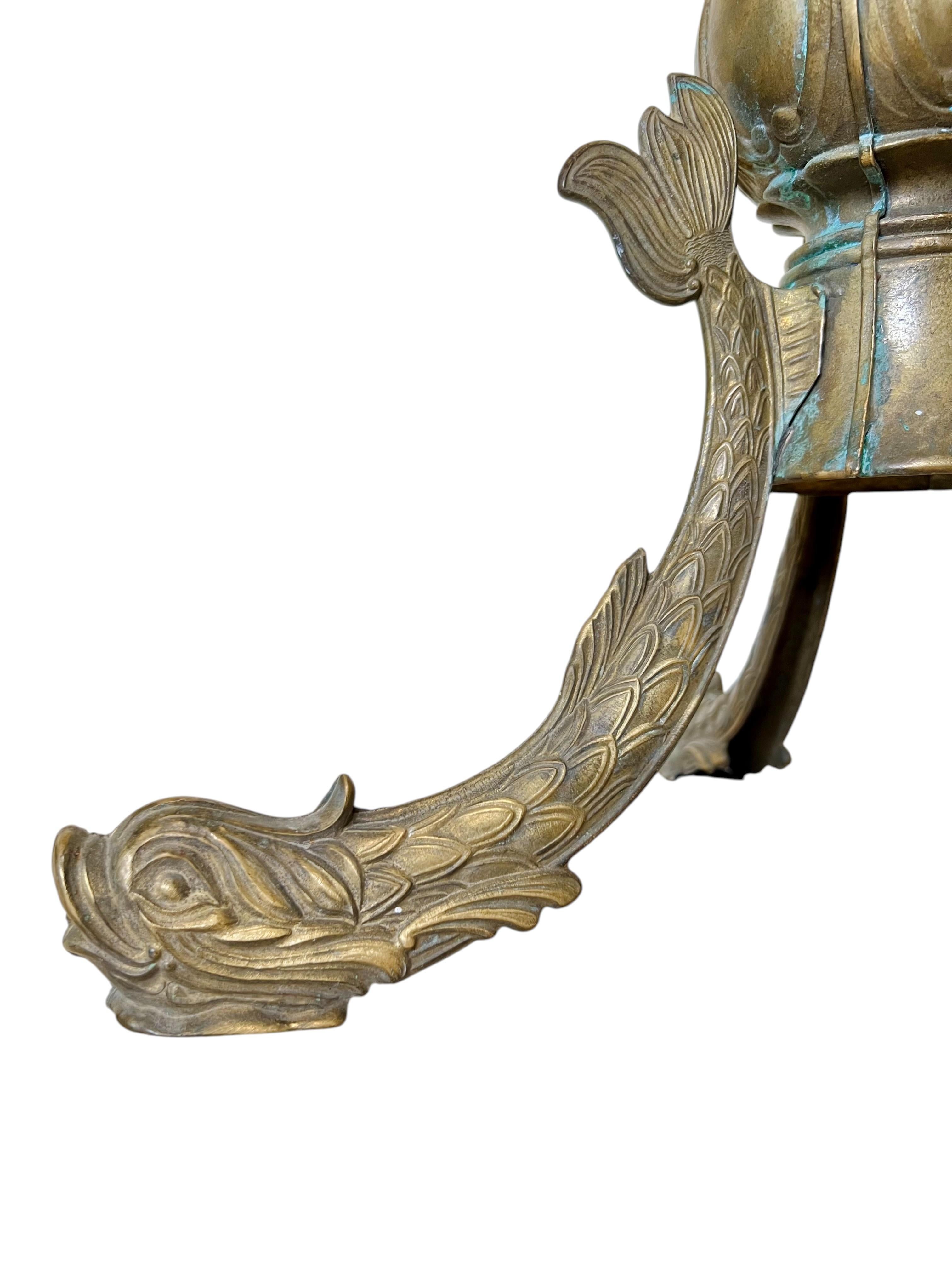 Italian Rococo Revival Brass Table Base With Tray Top, 1940s For Sale 7