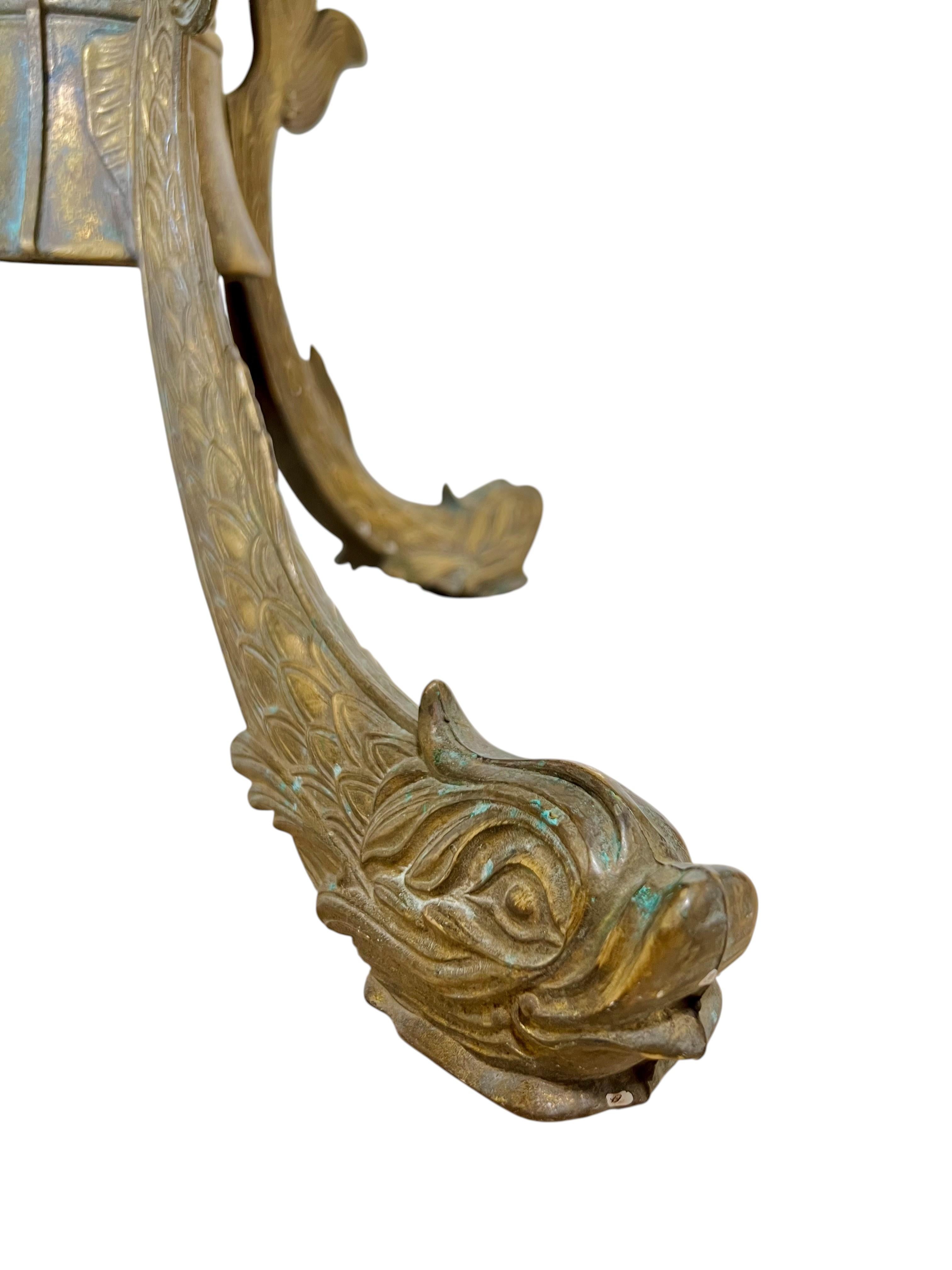 Italian Rococo Revival Brass Table Base With Tray Top, 1940s For Sale 8