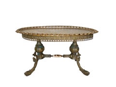 Italian Rococo Revival Brass Table Base With Tray Top, 1940s