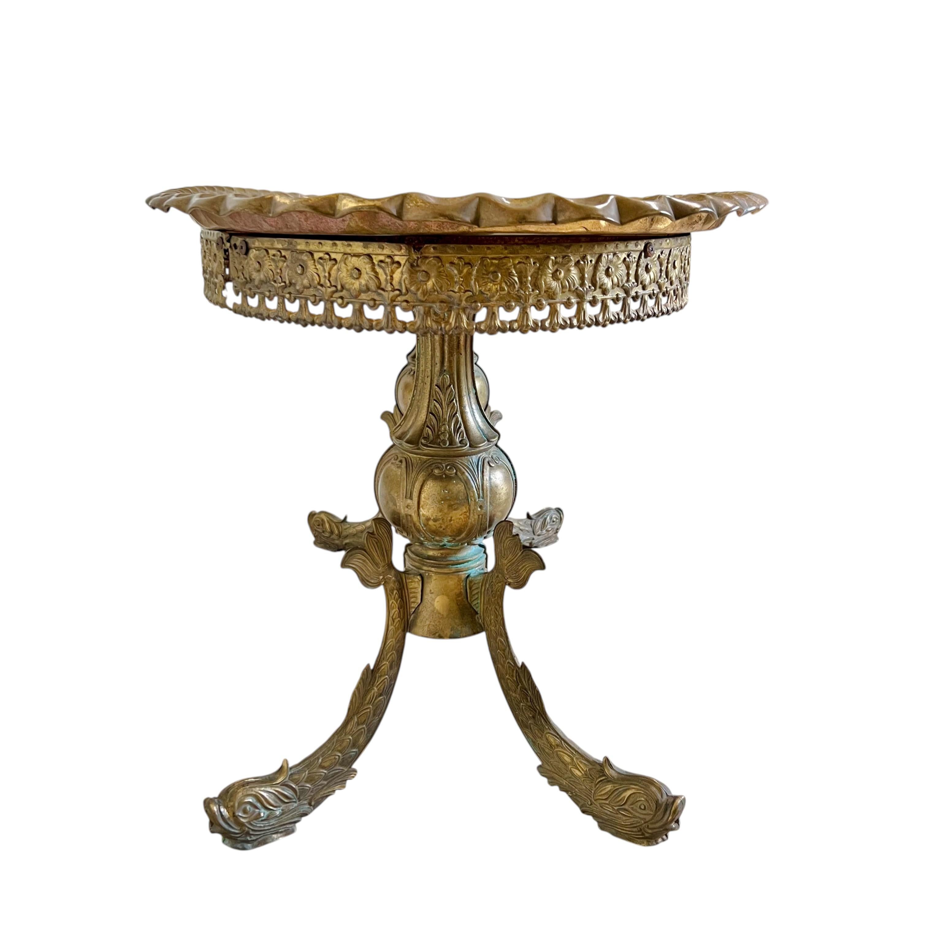 20th Century Italian Rococo Revival Brass Table Base With Tray Top, 1940s For Sale