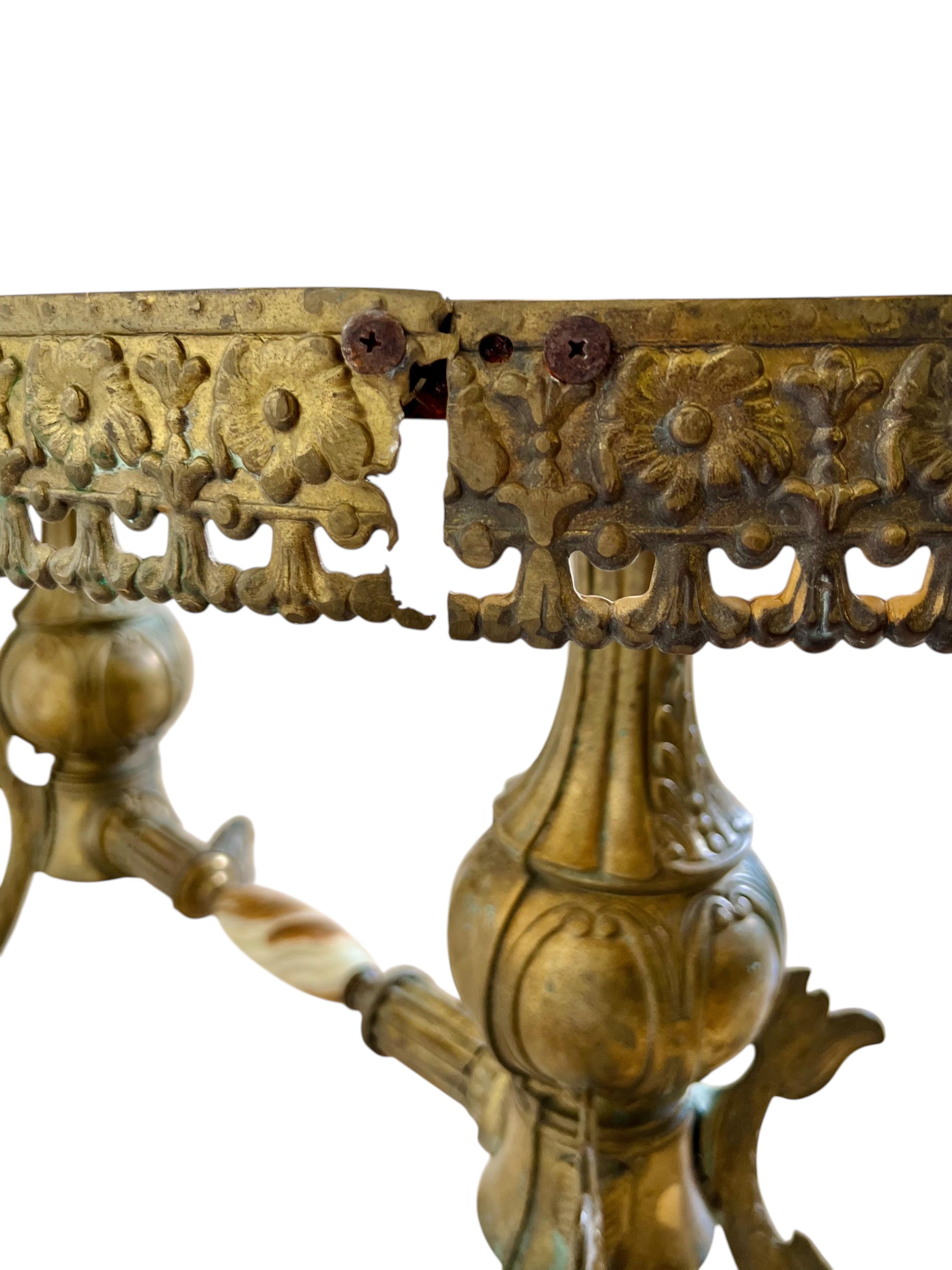 Italian Rococo Revival Brass Table Base With Tray Top, 1940s For Sale 4
