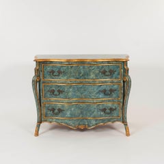 Italian Rococo Revival Painted Parcel Gilt Commode