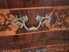 Italian Rococo Serpentine Form 2-Drawer Inlaid Chest with Marble Top