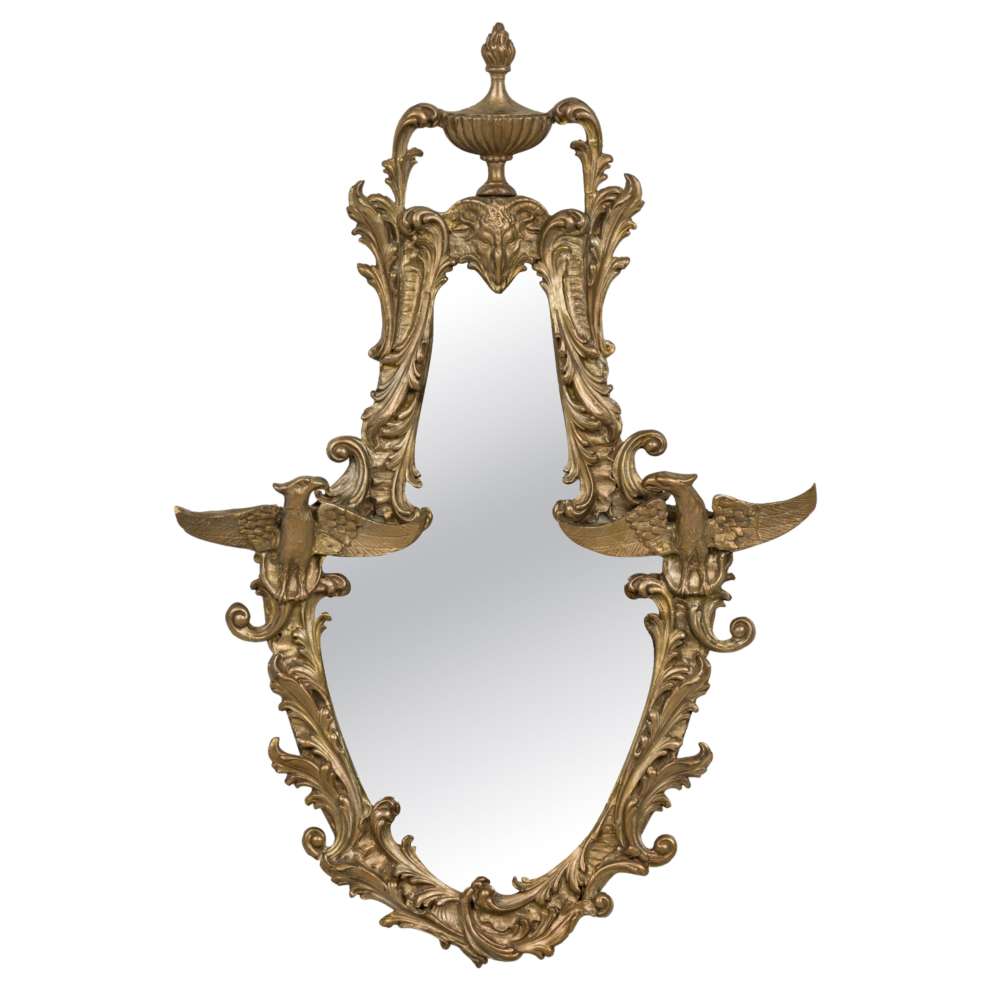 Italian Rococo Silver Gilt Wall Mirror For Sale
