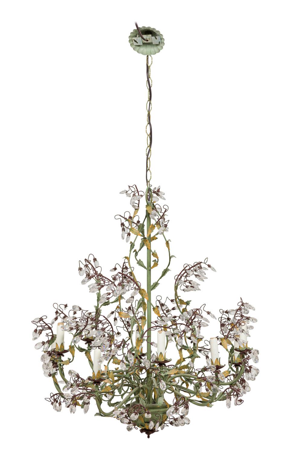 Mid-Century moderno Italian Rococo Style 10 Arm Chandelier in vendita