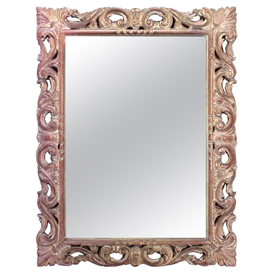 Italian Rococo Style Bleached Carved Wood Wall Mirrors