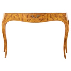 Italian Rococo Style Burlwood Veneer Ladies Writing Table Console