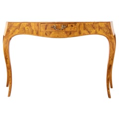 Italian Rococo Style Burlwood Veneer Ladies Writing Table Console 