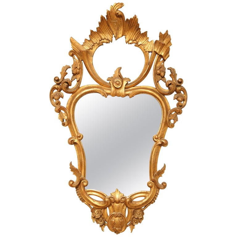 Miroir espagnol sculpté et doré, style rococo - En vente sur France