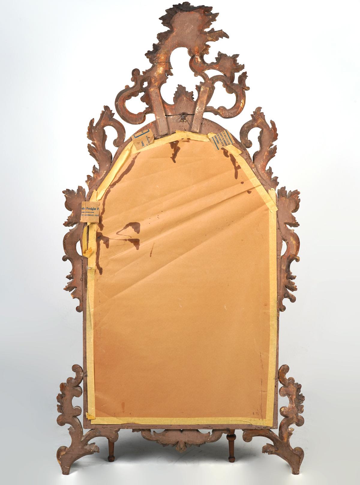 Italian Rococo Style Carved Giltwood Mirror with Mirrored Panels, circa 1940 1