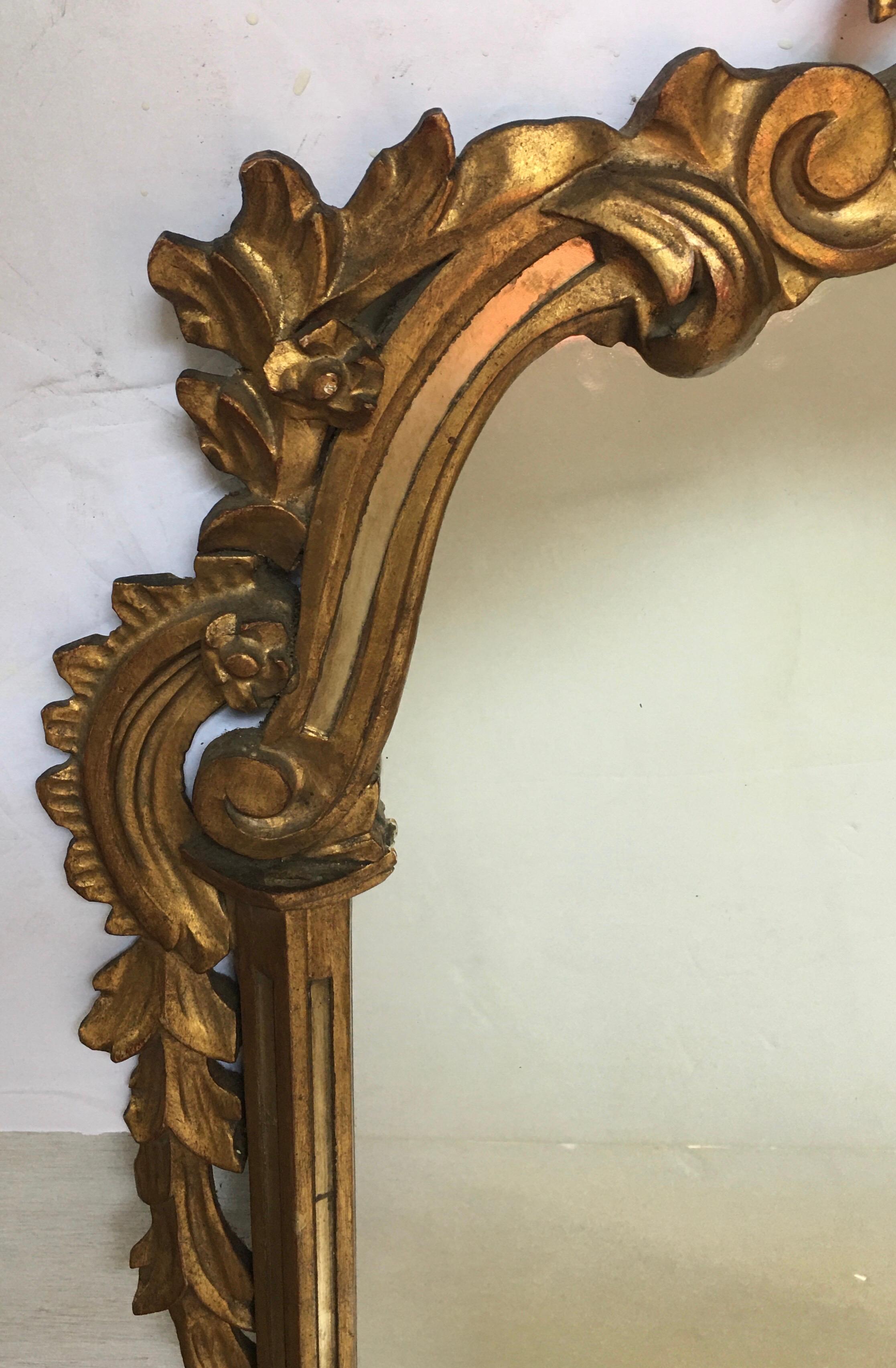 20th Century Italian Rococo Style Carved Giltwood Wall Mirror, Italy