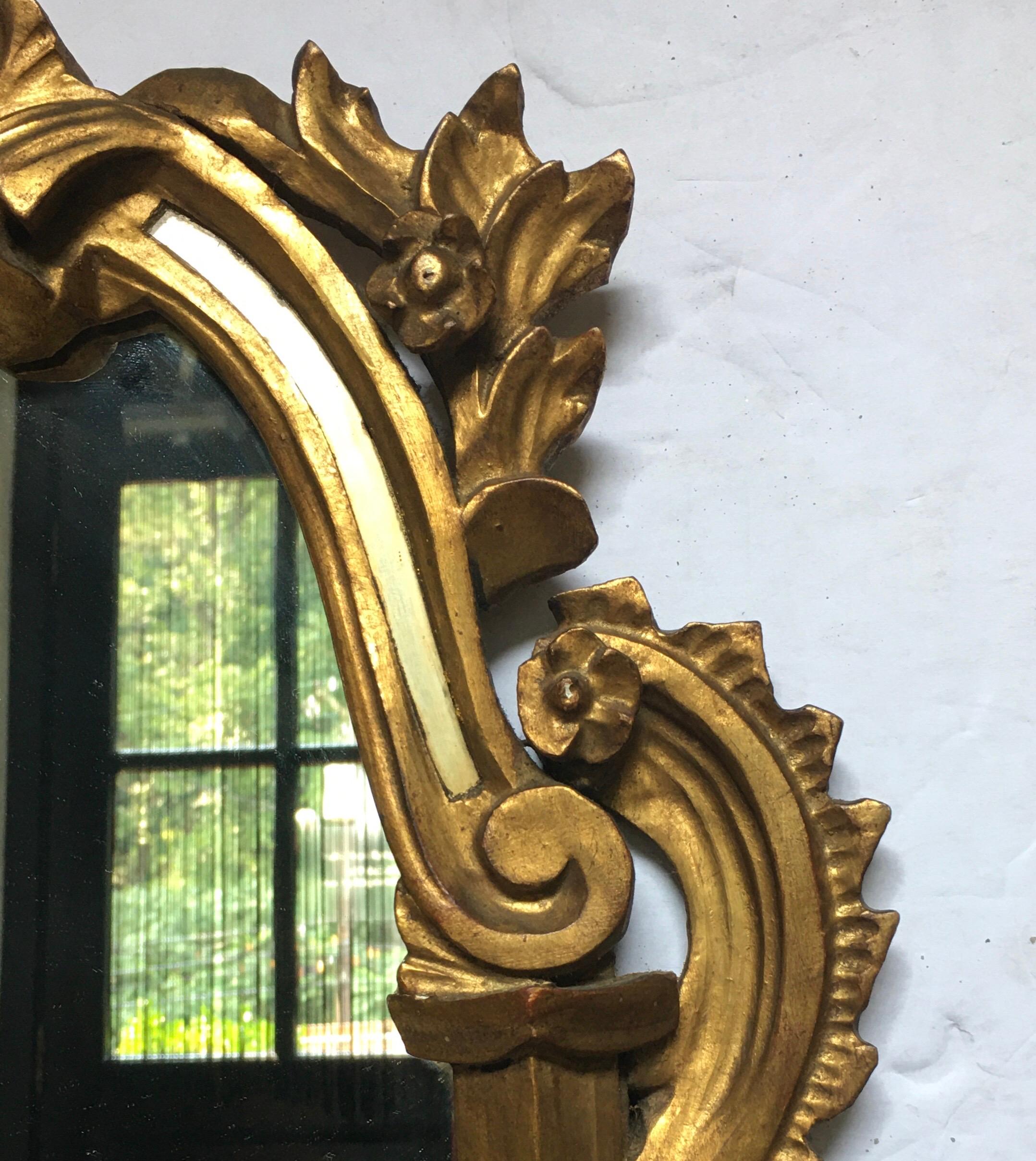 Italian Rococo Style Carved Giltwood Wall Mirror, Italy 1