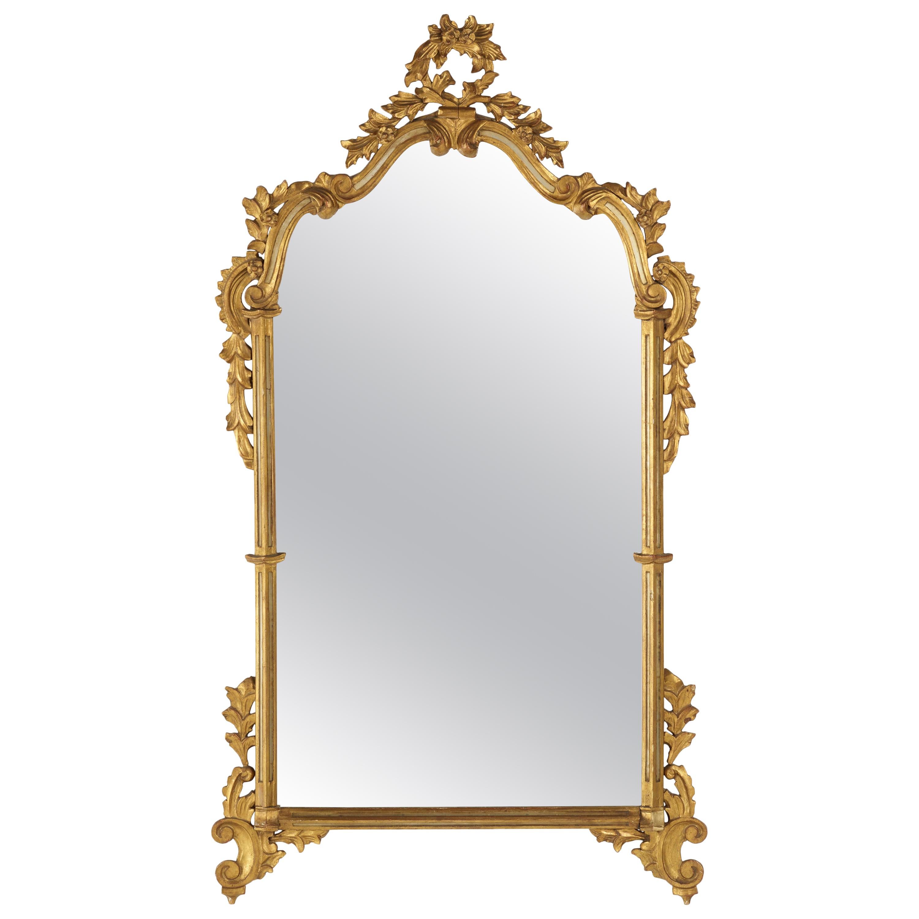 Italian Rococo Style Carved Giltwood Wall Mirror, Italy