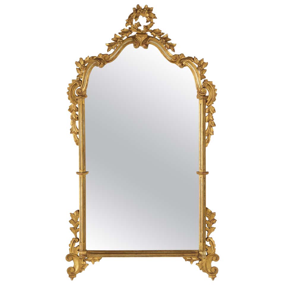 Italian Rococo Style Carved Giltwood Wall Mirror, Italy at 1stDibs