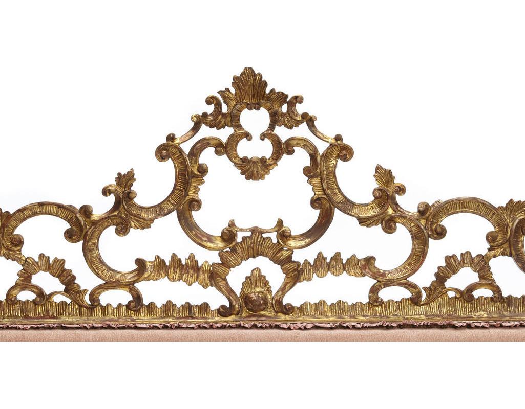 Italian Rococo Style Carved Giltwood King Headboard Bed In Good Condition In Cypress, CA
